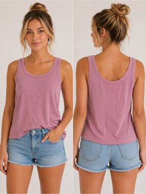 American Eagle Outfitters Ribbed Scoop Neck Tank - Dusty Mauve